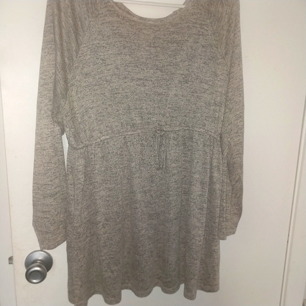 Gray Dolman Sleeve Crew Neck Casual Sweater Dress